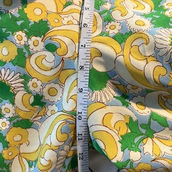 💚ZARA,Psychedelic Green/Yellow 1960’s Floral Printed High-rise Trouser,Size XS - Picture 11 of 14